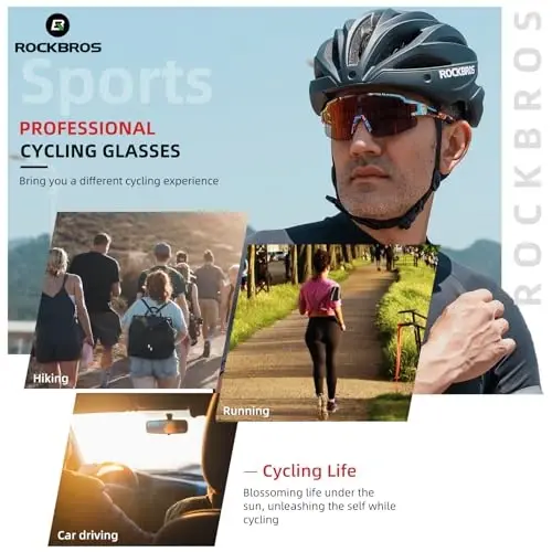 ROCKBROS Photochromic Sports Sunglasses for Men Women Cycling UV Protection - 1
