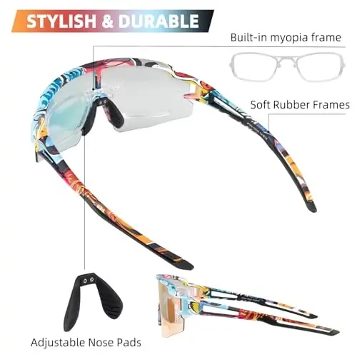 ROCKBROS Photochromic Sports Sunglasses for Men Women Cycling UV Protection - 5