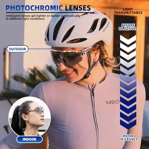 ROCKBROS Photochromic Sports Sunglasses for Men Women Cycling UV Protection - 2
