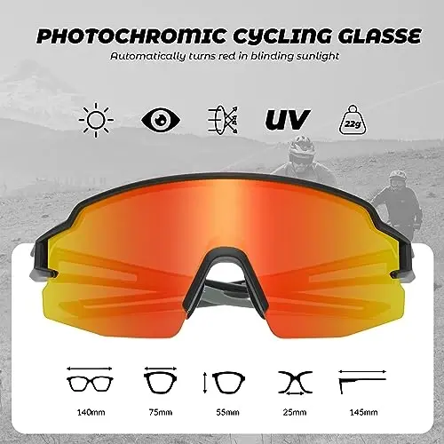 ROCKBROS Photochromic Sports Sunglasses for Men Women Cycling UV Protection - 1