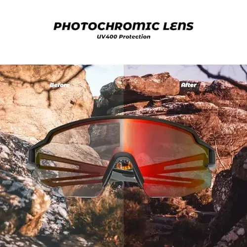 ROCKBROS Photochromic Sports Sunglasses for Men Women Cycling UV Protection - 3