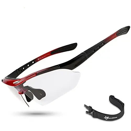 ROCKBROS Photochromic Sports Sunglasses Mens Pickleball Glasses Cycling Glasses MTB Sunglasses, with Removable Elasctic Band - Modazone