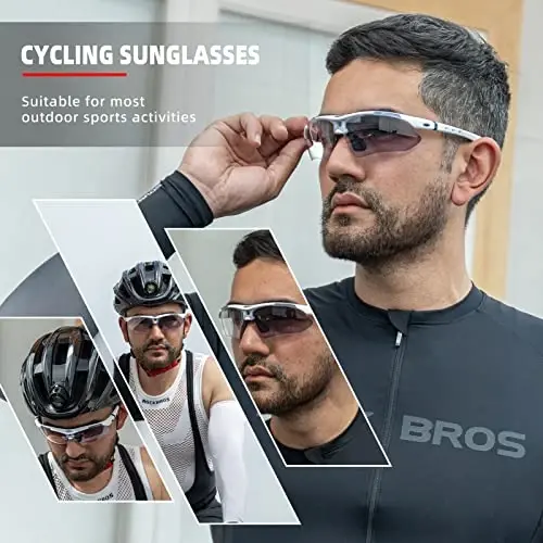 ROCKBROS Photochromic Sports Sunglasses Mens Pickleball Glasses Cycling Glasses MTB Sunglasses, with Removable Elasctic Band - 2