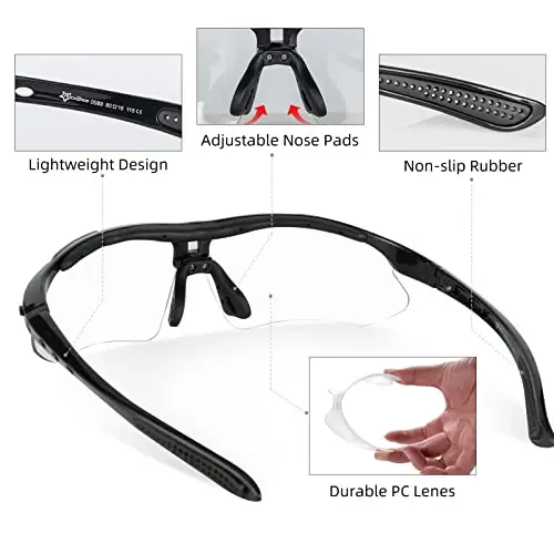 ROCKBROS Photochromic Sports Sunglasses Mens Pickleball Glasses Cycling Glasses MTB Sunglasses, with Removable Elastic Band - 7