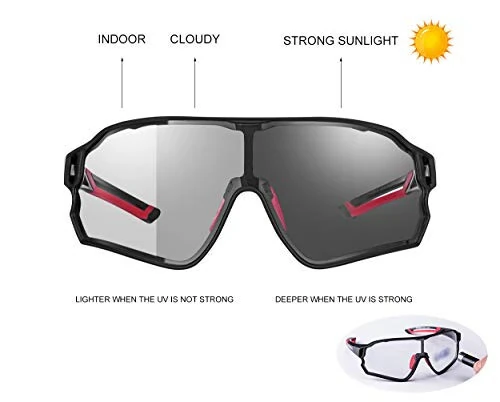 ROCKBROS Photochromic Sunglasses for Men Cycling Sunglasses Sports Bike Glasses - 3