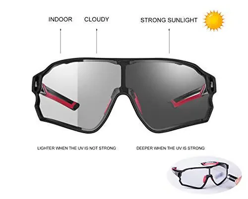 ROCKBROS Photochromic Sunglasses for Men Cycling Sunglasses Sports Bike Glasses - 3