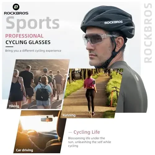 ROCKBROS Photochromic Sunglasses for Men Cycling Sunglasses Sports Bike Glasses - 2