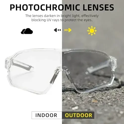 ROCKBROS Photochromic Sunglasses for Men Cycling Sunglasses Sports Bike Glasses - 4