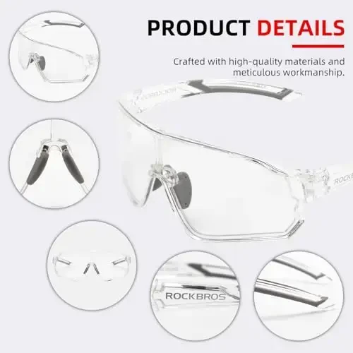 ROCKBROS Photochromic Sunglasses for Men Cycling Sunglasses Sports Bike Glasses - 6