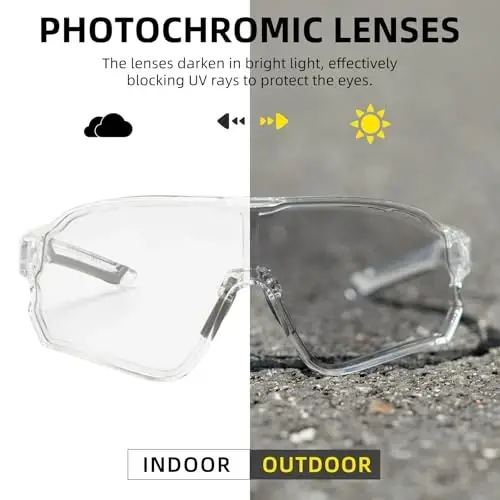 ROCKBROS Photochromic Sunglasses for Men Cycling Sunglasses Sports Bike Glasses - 4