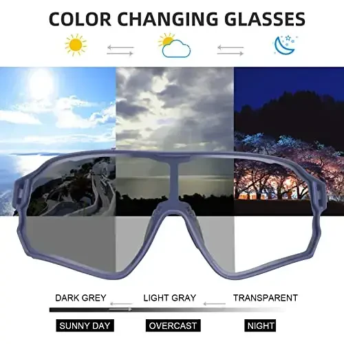 ROCKBROS Photochromic Sunglasses for Men Cycling Sunglasses Sports Bike Glasses - 5