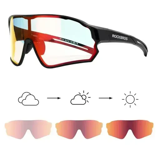 ROCKBROS Photochromic Sunglasses for Men Cycling Sunglasses Sports Bike Glasses - 6