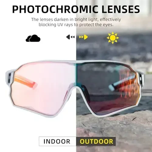 ROCKBROS Photochromic Sunglasses for Men Cycling Sunglasses Sports Bike Glasses - 3