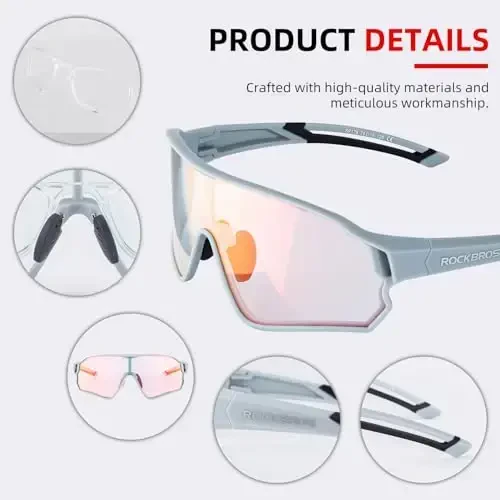 ROCKBROS Photochromic Sunglasses for Men Cycling Sunglasses Sports Bike Glasses - 4
