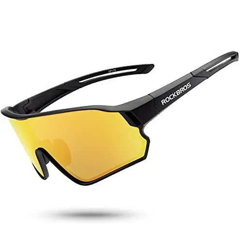 ROCKBROS Polarized Sports Sunglasses Anti-Glare HD Cycling Sun Glasses | Sport-Specific Unobstructed View Professional - UV400 Protection Goggle with Myopia Frame for Running Cycling Driving Hiking - 1