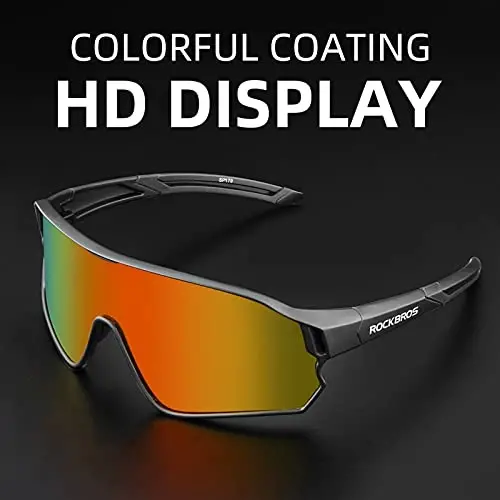 ROCKBROS Polarized Sports Sunglasses Anti-Glare HD Cycling Sun Glasses | Sport-Specific Unobstructed View Professional - UV400 Protection Goggle with Myopia Frame for Running Cycling Driving Hiking - 3