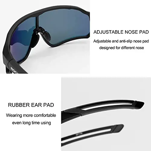ROCKBROS Polarized Sports Sunglasses Anti-Glare HD Cycling Sun Glasses | Sport-Specific Unobstructed View Professional - UV400 Protection Goggle with Myopia Frame for Running Cycling Driving Hiking - 4