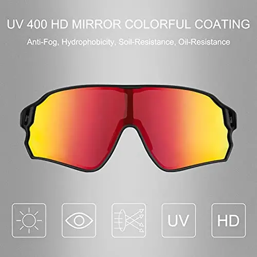 ROCKBROS Polarized Sports Sunglasses Anti-Glare HD Cycling Sun Glasses | Sport-Specific Unobstructed View Professional - UV400 Protection Goggle with Myopia Frame for Running Cycling Driving Hiking - 5