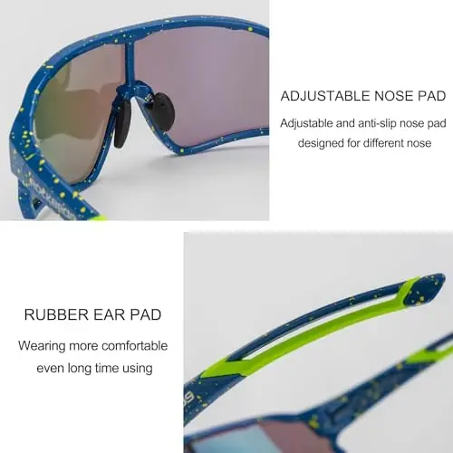 ROCKBROS Polarized Sports Sunglasses Anti-Glare HD Cycling Sun Glasses | Sport-Specific Unobstructed View Professional - UV400 Protection Goggle with Myopia Frame for Running Cycling Driving Hiking - 4