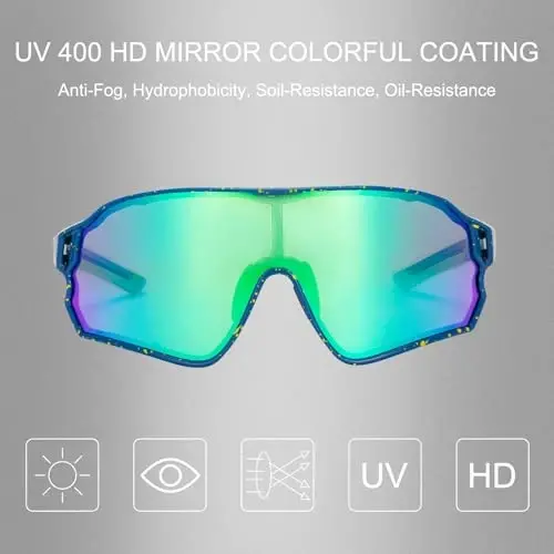 ROCKBROS Polarized Sports Sunglasses Anti-Glare HD Cycling Sun Glasses | Sport-Specific Unobstructed View Professional - UV400 Protection Goggle with Myopia Frame for Running Cycling Driving Hiking - 5