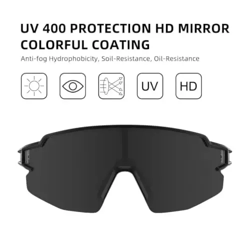 ROCKBROS Polarized Sports Sunglasses Anti-Glare HD Cycling Sun Glasses | Sport-Specific Unobstructed View Professional - UV400 Protection Goggle with Myopia Frame for Running Cycling Driving Hiking - 4