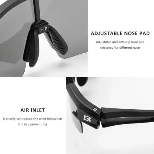 ROCKBROS Polarized Sports Sunglasses Anti-Glare HD Cycling Sun Glasses | Sport-Specific Unobstructed View Professional - UV400 Protection Goggle with Myopia Frame for Running Cycling Driving Hiking - 5