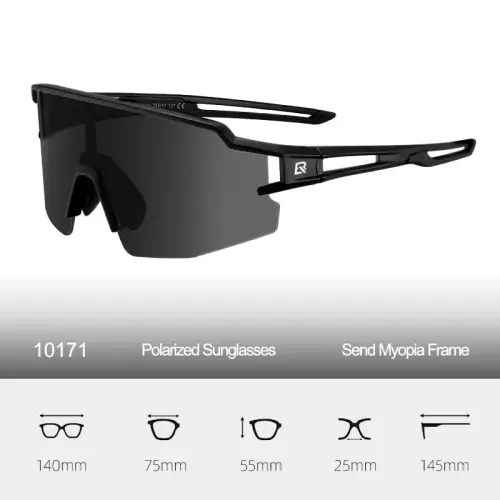 ROCKBROS Polarized Sports Sunglasses Anti-Glare HD Cycling Sun Glasses | Sport-Specific Unobstructed View Professional - UV400 Protection Goggle with Myopia Frame for Running Cycling Driving Hiking - 6