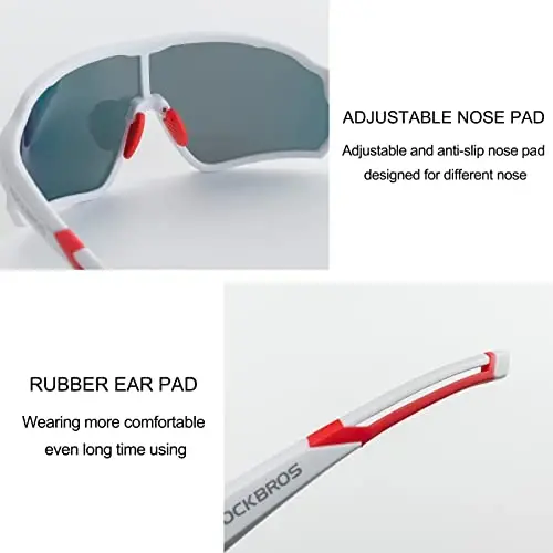 ROCKBROS Polarized Sports Sunglasses Anti-Glare HD Cycling Sun Glasses | Sport-Specific Unobstructed View Professional - UV400 Protection Goggle with Myopia Frame for Running Cycling Driving Hiking - 4