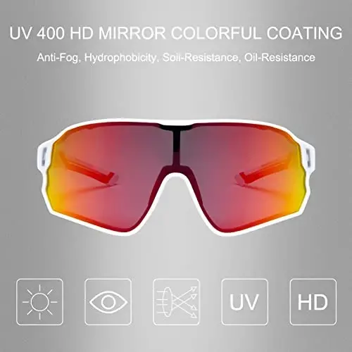 ROCKBROS Polarized Sports Sunglasses Anti-Glare HD Cycling Sun Glasses | Sport-Specific Unobstructed View Professional - UV400 Protection Goggle with Myopia Frame for Running Cycling Driving Hiking - 5