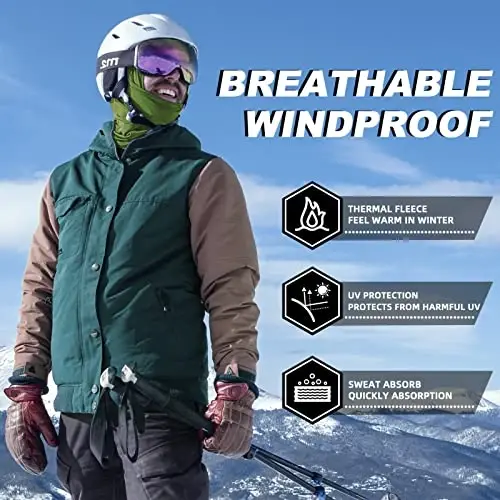 ROCKBROS Cold Weather Balaclava Ski Mask for Men Windproof Thermal Winter Scarf Mask Women Neck Warmer Hood for Cycling - 2