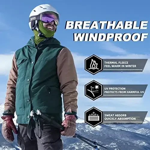 ROCKBROS Cold Weather Balaclava Ski Mask for Men Windproof Thermal Winter Scarf Mask Women Neck Warmer Hood for Cycling - 2