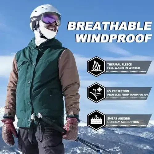 ROCKBROS Cold Weather Balaclava Ski Mask for Men Windproof Thermal Winter Scarf Mask Women Neck Warmer Hood for Cycling - ROCKBROS (1)