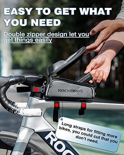 ROCKBROS Velosiped Telefon Oldingi Ramka Sumkasi, Su o'tkazmaydigan, Trubka Sumkasi, Velosiped Sumkasi, Erkaklar uchun Velosiped Aksessuarlari, 6,5 ”dan Kichik Telefonlar bilan Mos keladi - 6