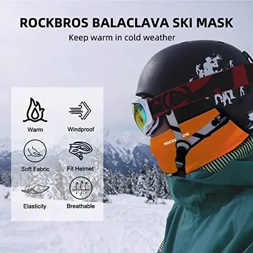 ROCKBROS Windproof Thermal Balaclava Ski Mask for Men and Women Cycling | Thermal Fleece Balaclava Keeps You Warm and Protected from Wind during Cycling, Running, Skiing and Other Cold Weather Sports - 3