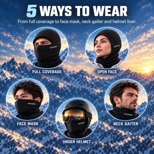 ROCKBROS Windproof Thermal Balaclava Ski Mask for Men and Women Cycling | Thermal Fleece Balaclava Keeps You Warm and Protected from Wind during Cycling, Running, Skiing and Other Cold Weather Sports - 6