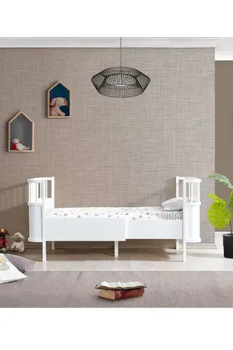 Rocking MDF Cradle, Bella Convertible Crib 90x120 1 Piece Comfort Mattress-White - 4