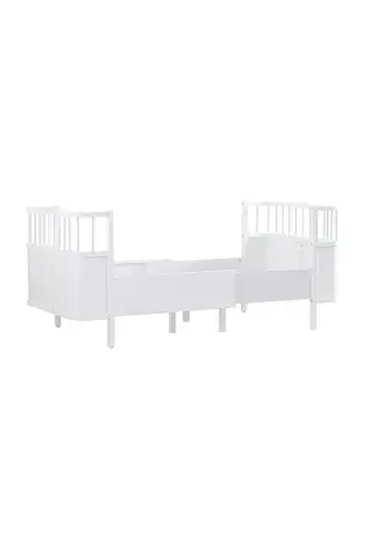 Rocking MDF Cradle, Bella Convertible Crib 90x120 1 Piece Comfort Mattress-White - 5