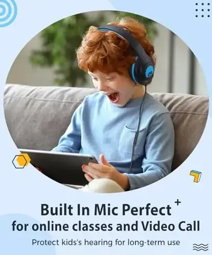 rockpapa C24 Kids Headphones with Microphone,Lightweight Foldable Corded Headphone with 3.5mm Jack Cable for Boys Girls Youth,Stereo Wired Head Phones for School Travel Black Blue - 5