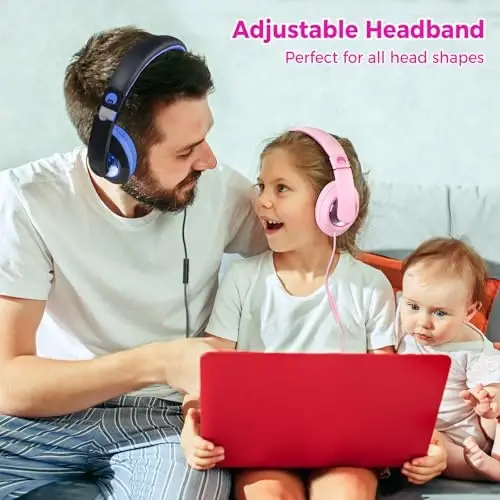 rockpapa Comfort+ Kids Headphones with Microphone, Boys Girls Student Over-Ear Headphones Wired Foldable for School Classroom Laptop PC Computer Tablet Pink - 5
