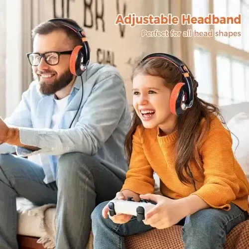 rockpapa Comfort+ Kids Headphones with Microphone, Boys Girls Student Over-Ear Headphones Wired for School Classroom Laptop PC Computer Tablet Black Orange - 5