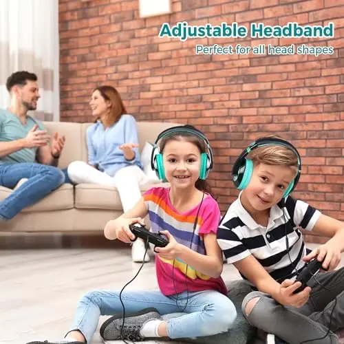 rockpapa Comfort+ Kids Headphones with Microphone, Boys Girls Student Over-Ear Headphones Wired for School Classroom Laptop PC Computer Tablet Black Teal - 5