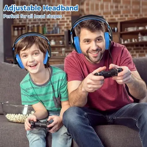 rockpapa Comfort+ Mikrofonli bolalar uchun naushniklari, O'g'il bolalar Qizlar O'quvchi Quloq ustidagi simli naushniklar Maktab sinf xonasi Noutbuk PC Kompyuter plansheti Qora Moviy - 5