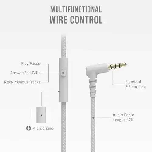 rockpapa L22 Mikrofonli bolalar, qizlar, o'g'il bolalar, ayollar uchun simli naushniklar, maktab sinf xonalari Chromebooklar kompyuter noutbuk telefon samolyoti uchun katlanadigan stereo 3,5 mm simli naushniklar (kulrang) - 3