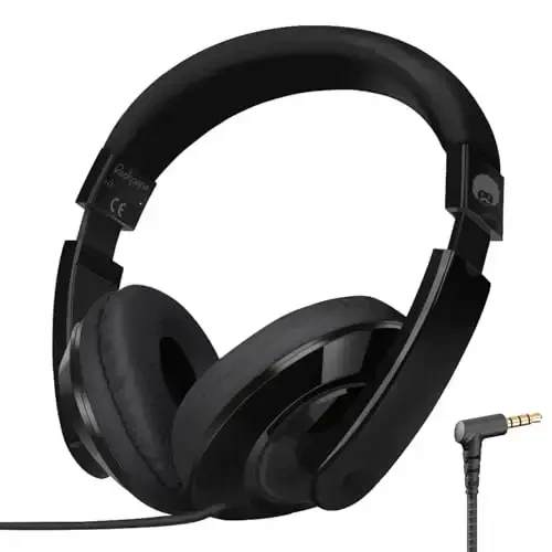 rockpapa Comfort Kids Headphones for School, Lightweight Childrens Boys Girls Teens Over-Ear Headphones Wired 3.5mm for CD DVD Player Tablet Phone Travel Black - ROCKPAPA