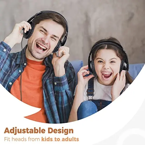 rockpapa Comfort Kids Headphones for School, Lightweight Childrens Boys Girls Teens Over-Ear Headphones Wired 3.5mm for CD DVD Player Tablet Phone Travel Black - 4