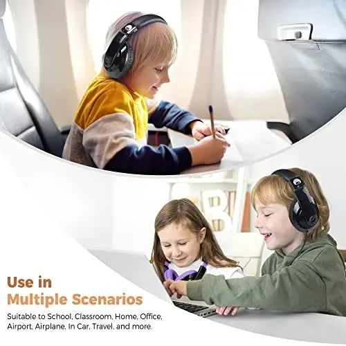 rockpapa Comfort Kids Headphones for School, Lightweight Childrens Boys Girls Teens Over-Ear Headphones Wired 3.5mm for CD DVD Player Tablet Phone Travel Black - 6