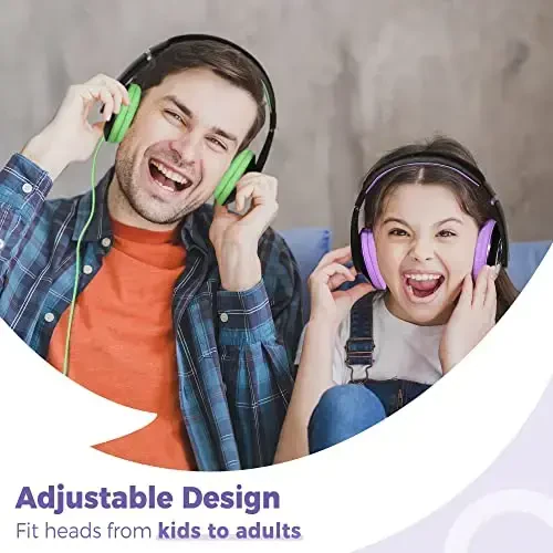 rockpapa Comfort Kids Headphones for School, Lightweight Childrens Boys Girls Teens Over-Ear Headphones Wired 3.5mm for CD DVD Player Tablet Phone Travel Black/Purple - 5