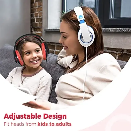 rockpapa Comfort Kids Headphones for School, Lightweight Childrens Boys Girls Teens Over-Ear Headphones Wired 3.5mm for CD DVD Player Tablet Phone Travel Black/Red - 4