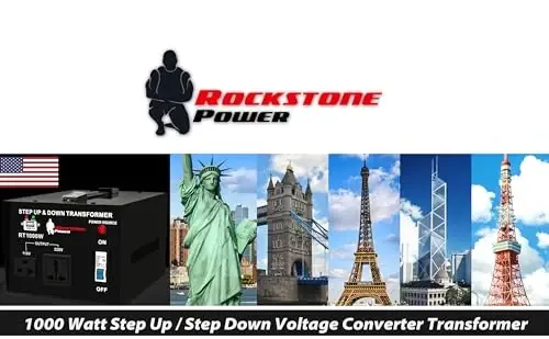 ROCKSTONE POWER 1000 Watt Voltage Converter Transformer - Heavy Duty Step Up/Down AC 110V/120V/220V/240V Power Converter - Circuit Breaker Protection – DC 5V USB Port - CE Certified [3-Year Warranty] - 3