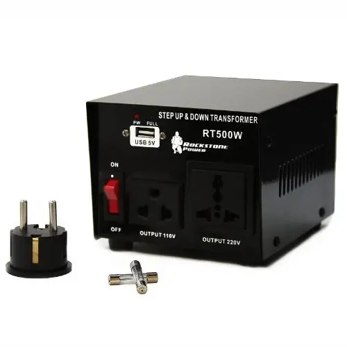 Rockstone Power 500 Watt Heavy Duty Step Up/Down Voltage Transformer Converter - Step Up/Down 110/120/220/240 Volt - 5V USB Port - CE Certified [3-Year Warranty] - 1